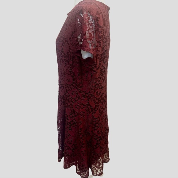 Vntg Burgundy Lace Layered Whimsigoth Fairy Grunge Dress 14 Y2K Office Siren - Picture 3 of 8
